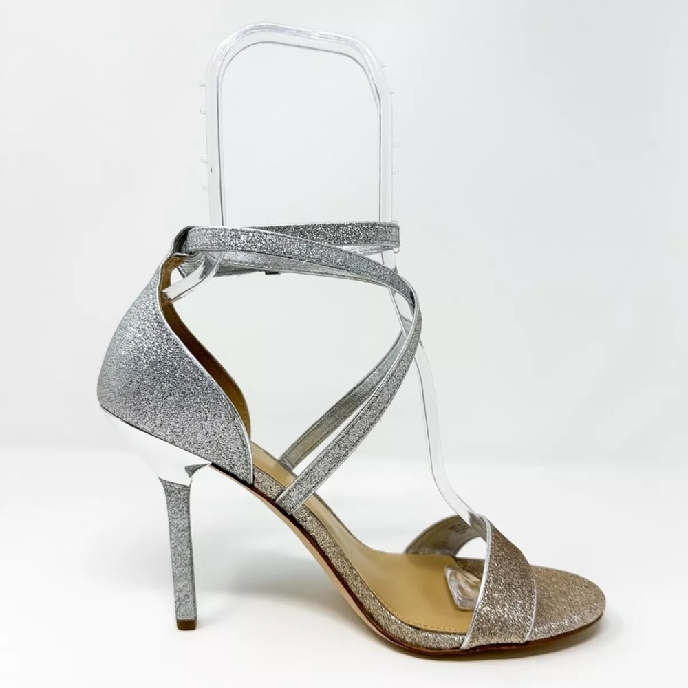 MICHAEL Michael Kors Women's Astrid Stiletto Sandal Embellished Silver/Gold 6.5M